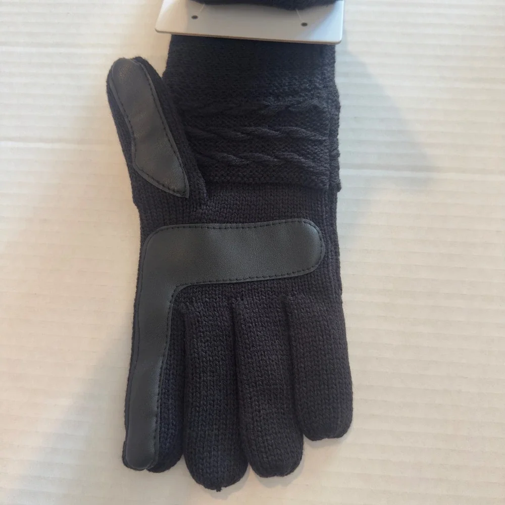 Isotoner Womens Eco Comfort smartDri smartTouch Black Knit Gloves A519K2 NEW - Picture 3 of 5